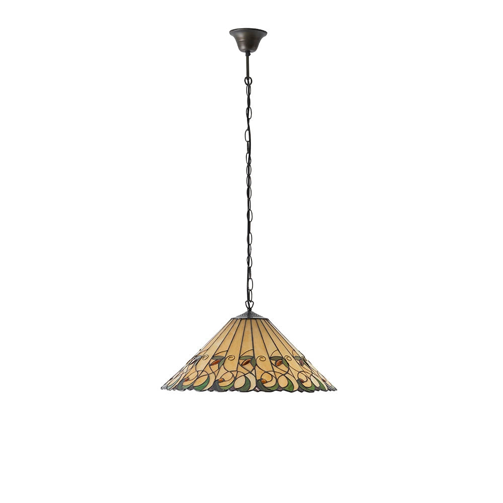 Lampada a sospensione Tiffany Jamelia vetro ambra 3xE27