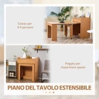Tavolo Pieghevole da Pranzo max 5 Persone in Truciolato e Acciaio, 84x180x100 cm, color Legno
