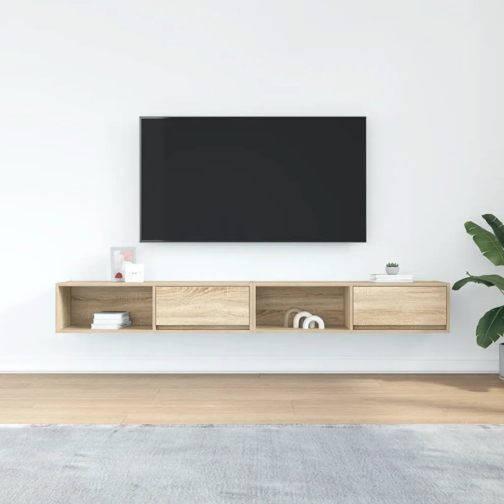 Mobili TV 2 pz-Set di 2 Credenza per TV Rovere Sonoma 100x31x25,5cm in Legno Multistrato