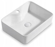 Lavabo da appoggio in ceramica, bianco, rettangolare, 47x37 cm