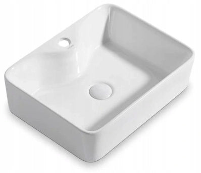 Lavabo da appoggio in ceramica, bianco, rettangolare, 47x37 cm