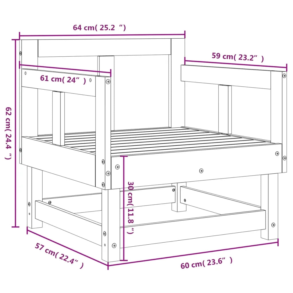 Sedia da patio-Sedie da Giardino 2pz in Legno Massello Pino 393690