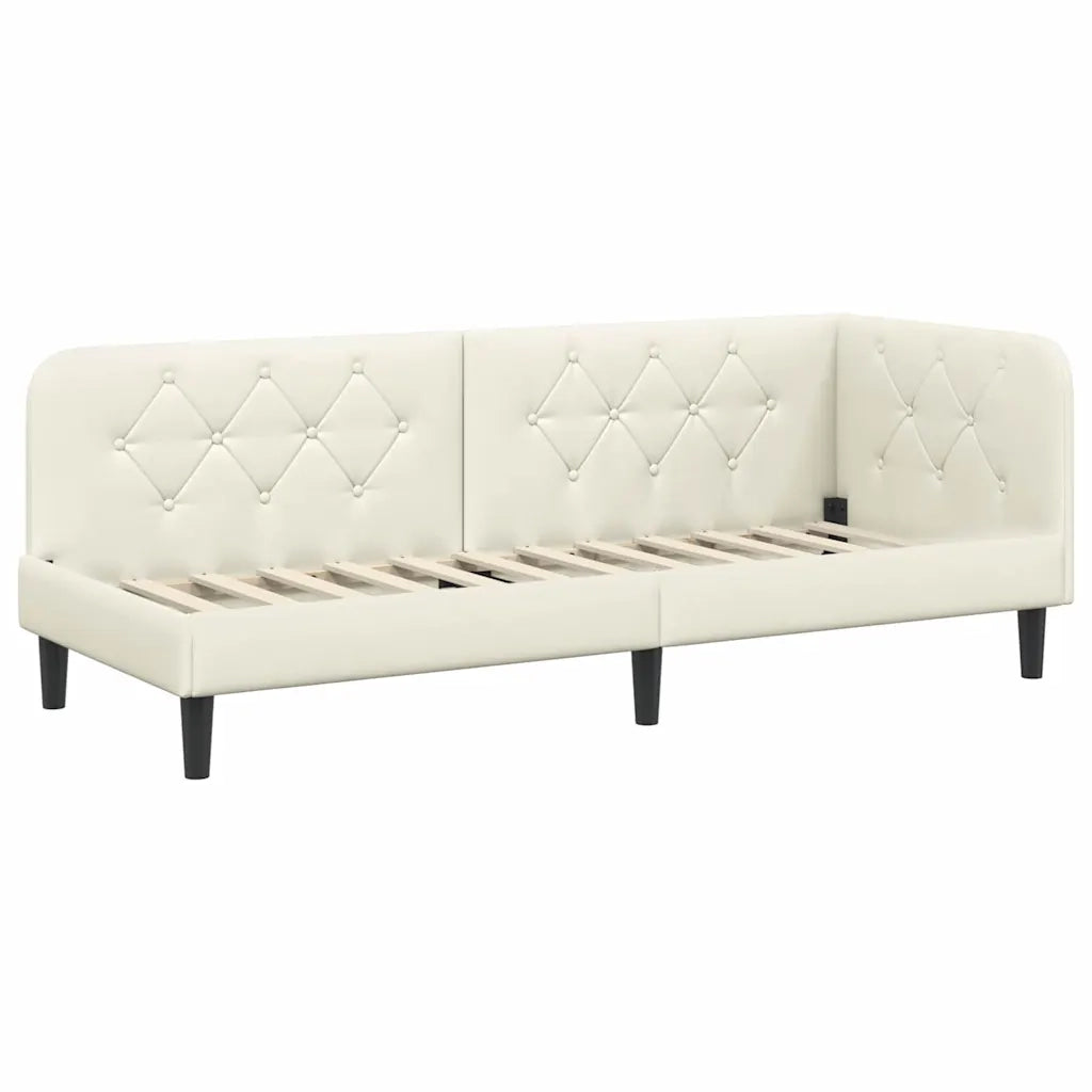 Cornice del letto ad angolo Crema 80 x 200 cm Velluto