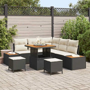 Set Divano da Giardino 8 pcs Nero polyrattan
