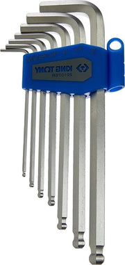 Set di Chiave a Llave 6 facce Lungo con Testa Sferica Pollici - Set da 7 con Scatola