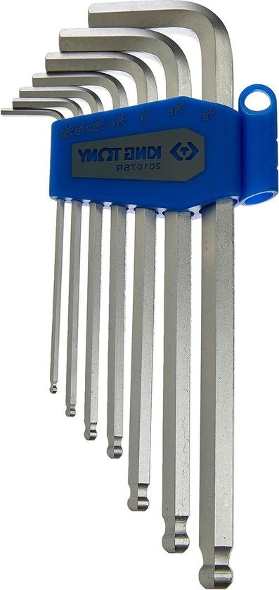 Set di Chiave a Llave 6 facce Lungo con Testa Sferica Pollici - Set da 7 con Scatola