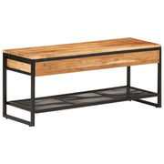 Panca portascarpe/stivali cassettiera scaffale mobiletto portaoggetti per ingresso 110 x 35 x 45 cm legno massello di acacia e ferro marrone 02_0022859