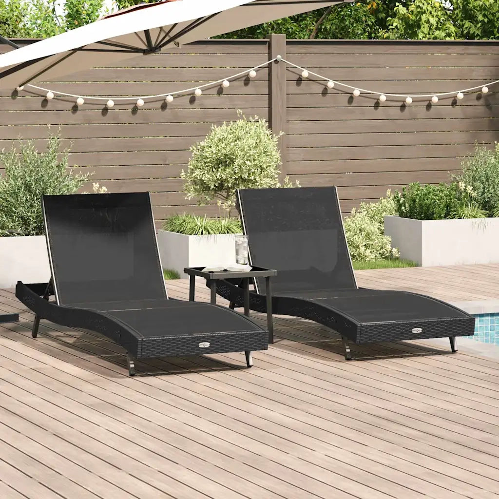 vidaXL Lettini prendisole 3 pcs Nero 40 x 40 x 40.5 cm polyrattan