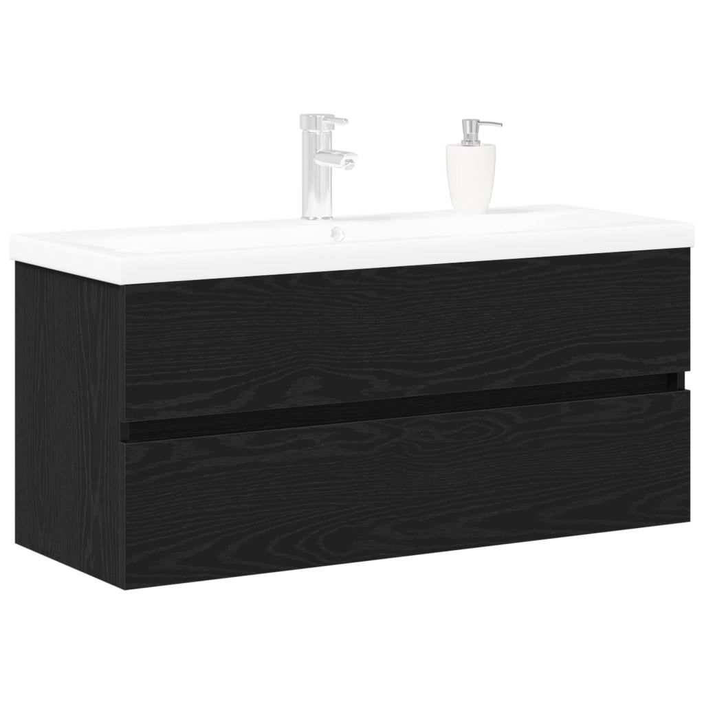 Mobile lavabo con lavabo integrato in legno ingegnerizzato rovere nero