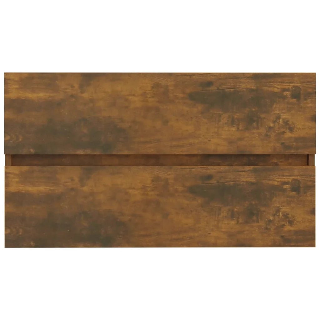 Set Mobili da Bagno 2 pz Rovere Fumo in Legno Multistrato 815738