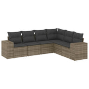 Set Divano da Giardino 6 pz con Cuscini Grigio in Polyrattancod mxl 114212