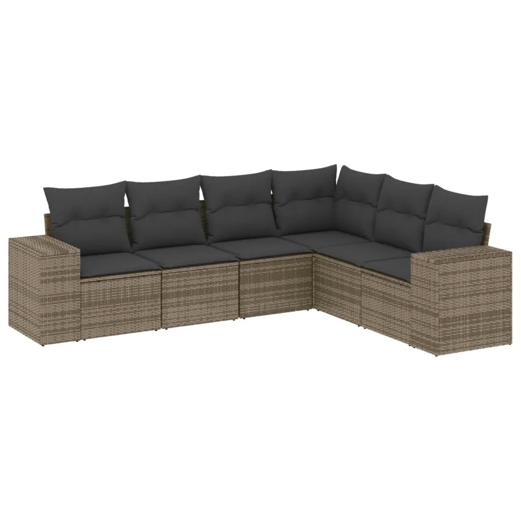 Set Divano da Giardino 6 pz con Cuscini Grigio in Polyrattancod mxl 114212