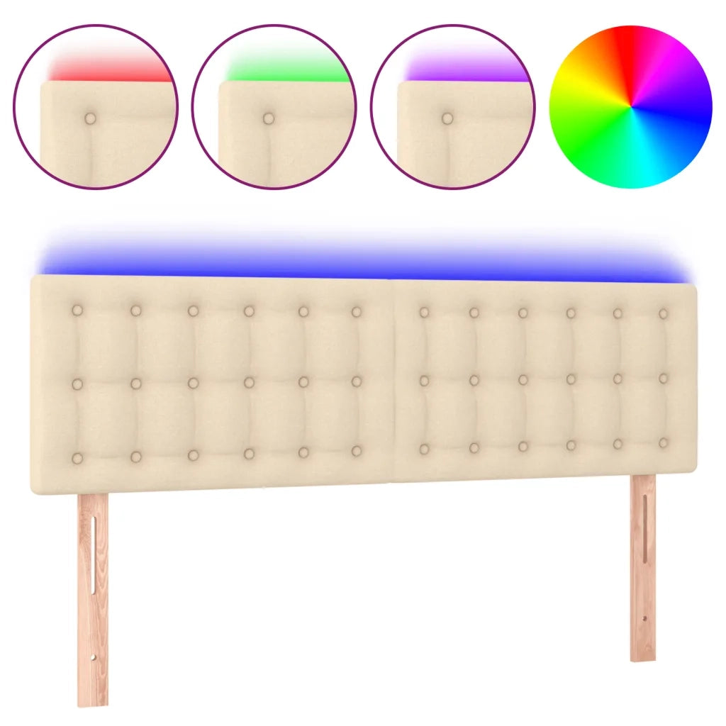 Testiera | Testata a LED Crema 144x5x78/88 cm in Tessuto