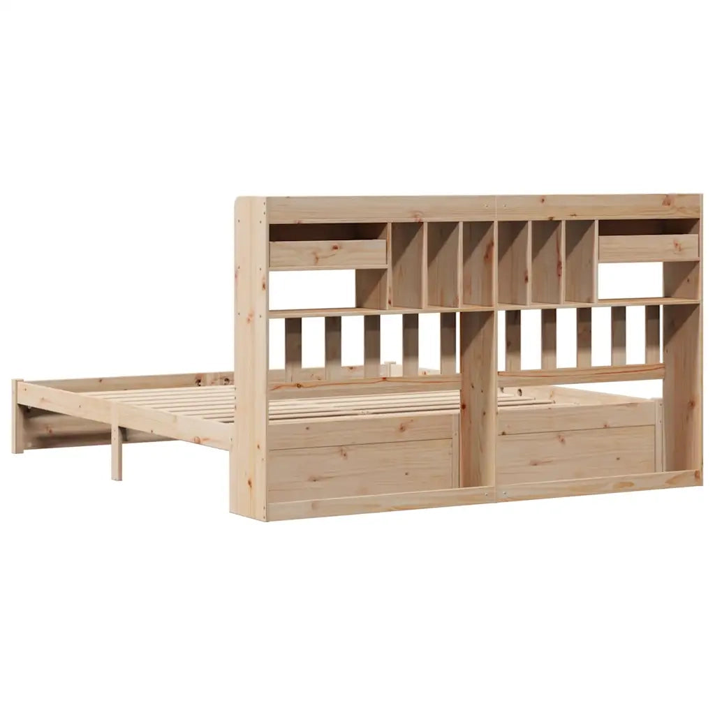 Letto Libreria senza Materasso-Struttura Letto con contenitore 180x200 cm in Legno di Pino 798485