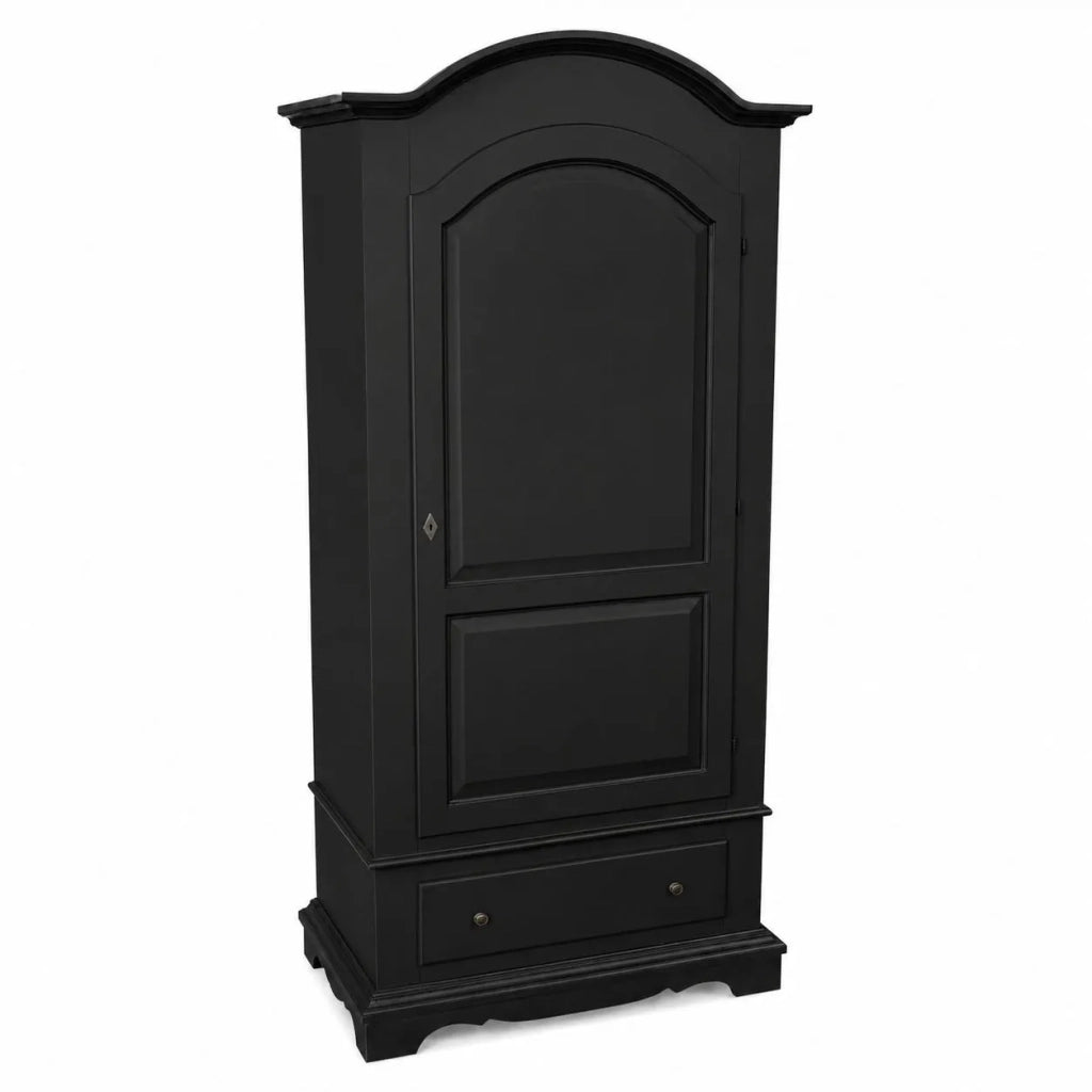 Armadio shabby chic 1 porta legno nero opaco 96x56x196 - Mobili 2G