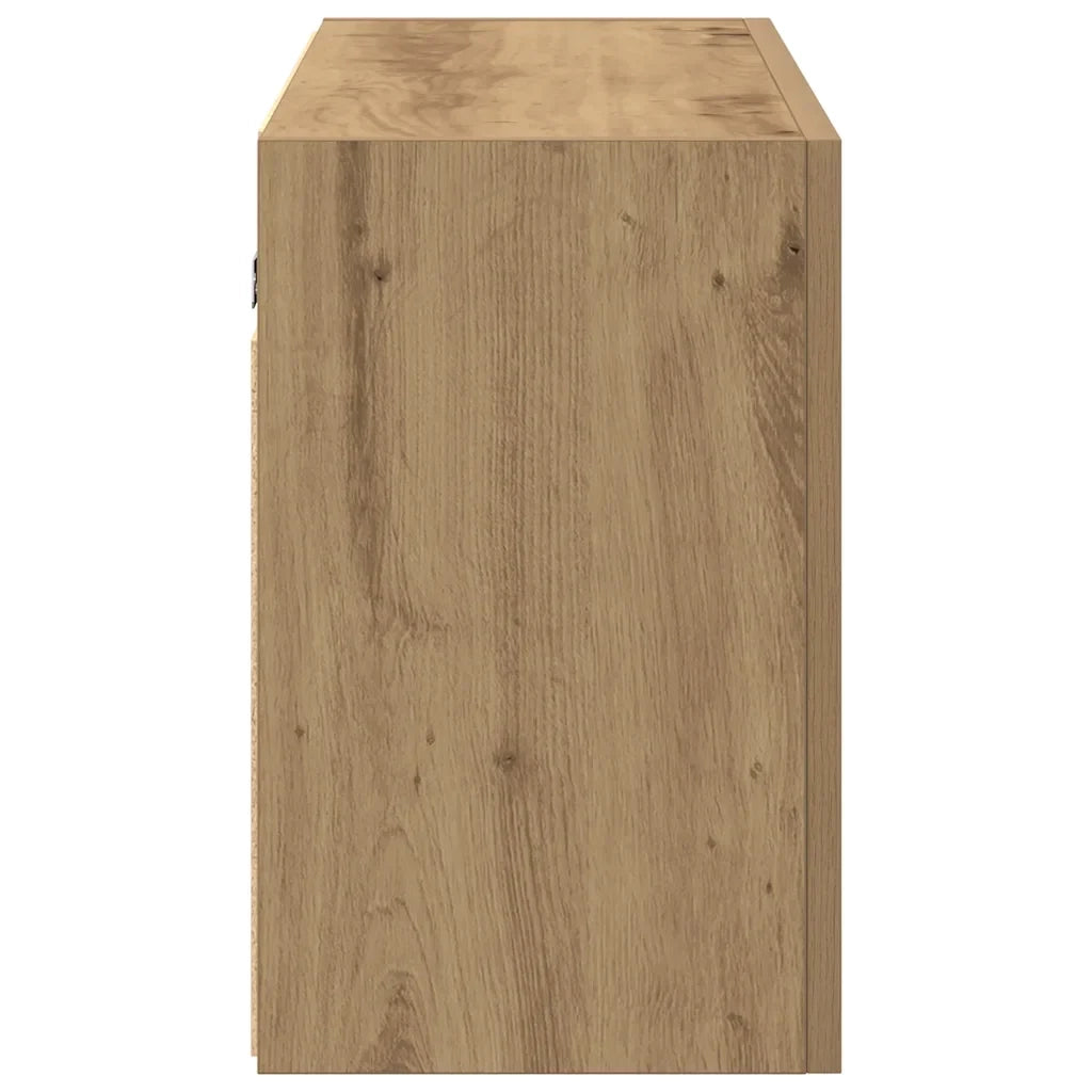 Mobiletto da bagno a parete dal design minimalista e pratico in legno composito dimensioni 100 x 25 x 40 cm realizzato artigianalmente in legno di rovere. Codice articolo: 02_0051301.