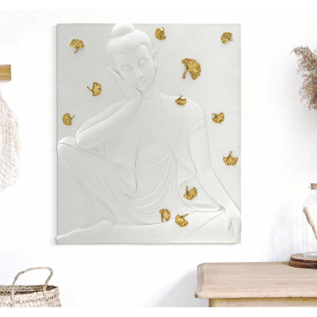 Decorazione in Metallo e Legno Geometrico 13, Bianco, Poliresina, 46x5,7x55,5 cm