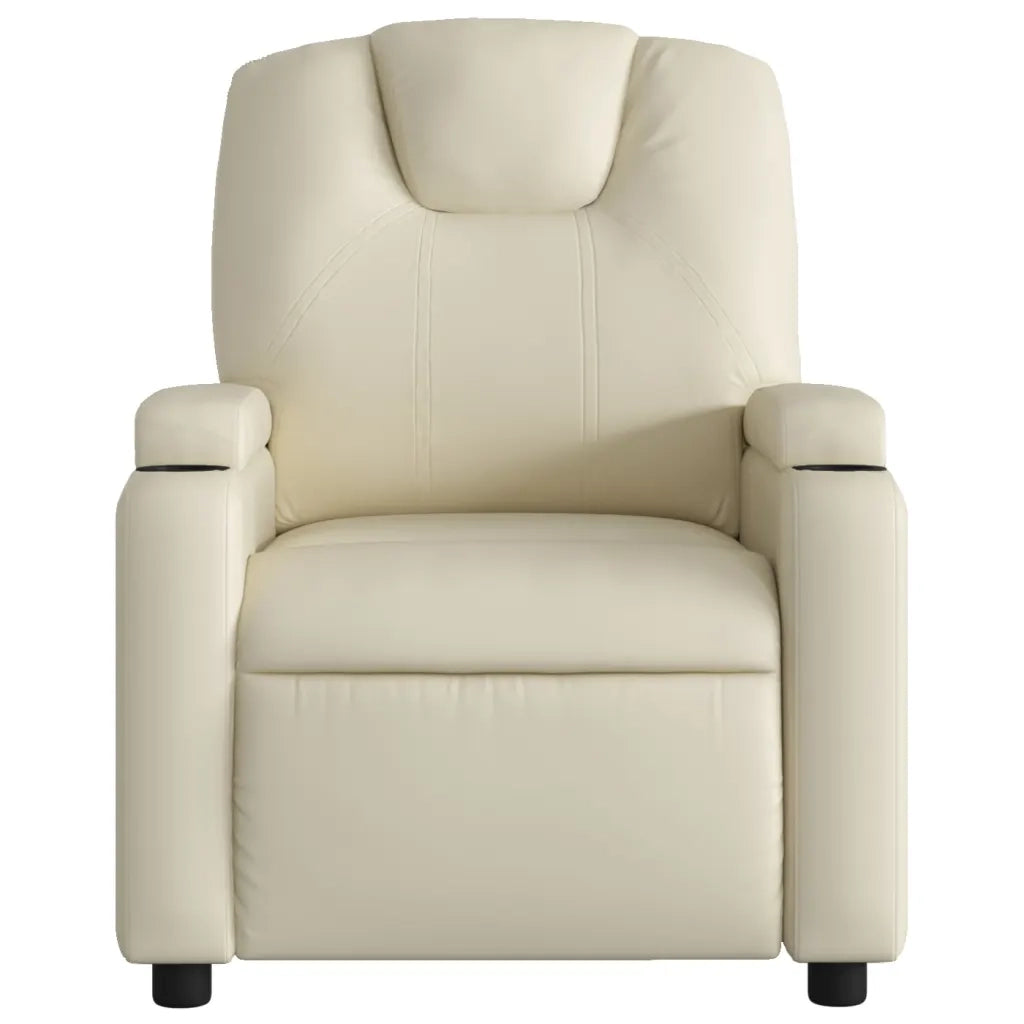Divano Sedia-Poltrona reclinabile massaggiante in Similpelle Crema 642689