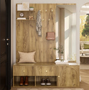 Set guardaroba multifunzione da ingresso con specchio e 5 ganci