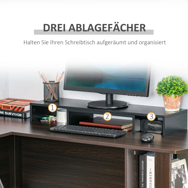 SUPPORTO MONITOR Regolabile 80-117 x 23,5 x 10 cm Legno Nero