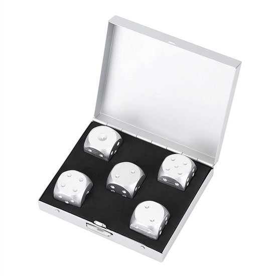 Set di Cubo da 5 Pezzi in Lega di Alluminio - Gioco da Tavolo - Poker - Regalo per Uomini - Colore e Lusso - Dadi a Doppia Faccia