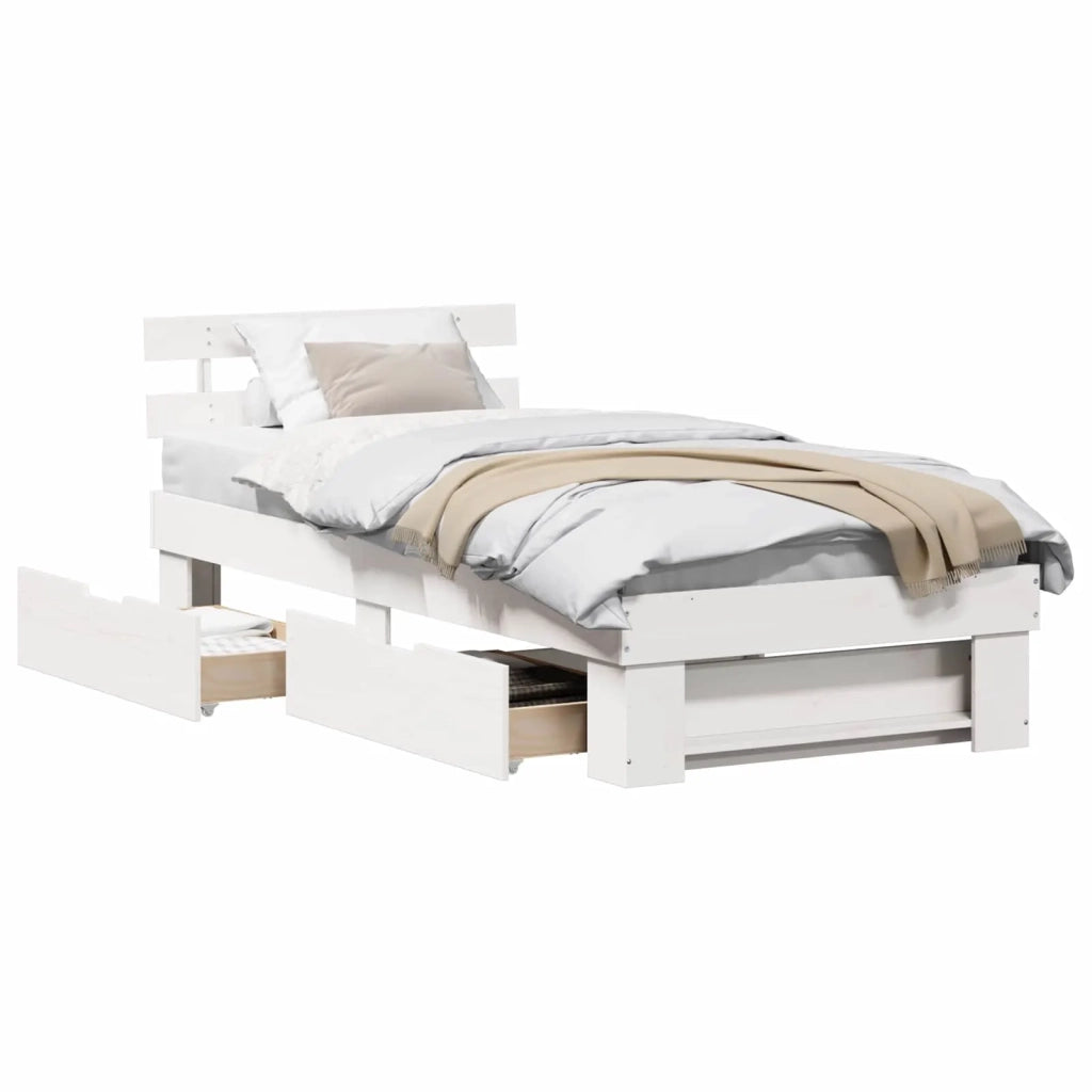 Struttura del letto Bianco 75 x 190 cm Pino massello