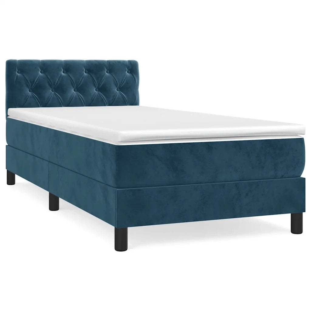 Giroletto a Molle con Materasso-Struttura Letto Blu Scuro 80x200 cm in Velluto 520153