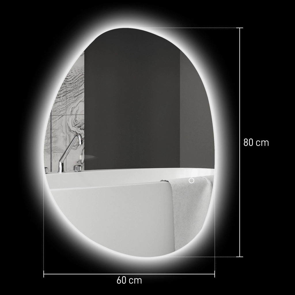 Specchio da Bagno con Luce LED ¨C Zephmum ¨C Bianco 80x60 cm