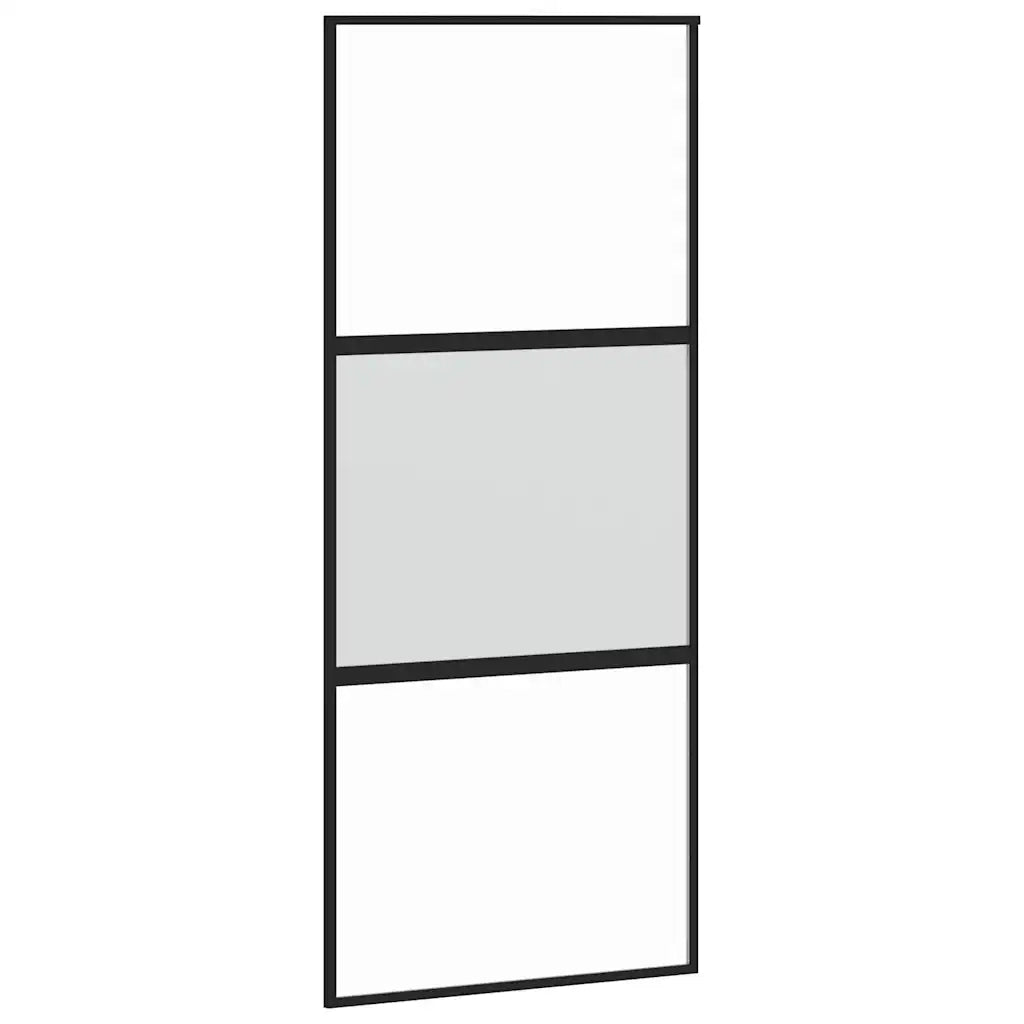 vidaXL Porta Scorrevole Set Ferramenta Nera 90x205 cm Vetro Temperato