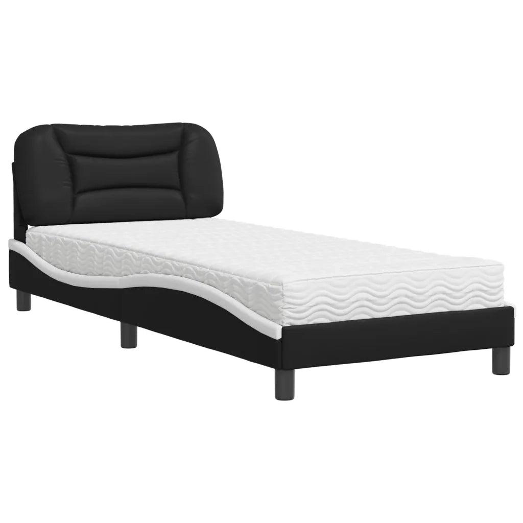 Letto con Materasso Hvar Nero e Bianco 80x200 cm in Similpelle 3208687