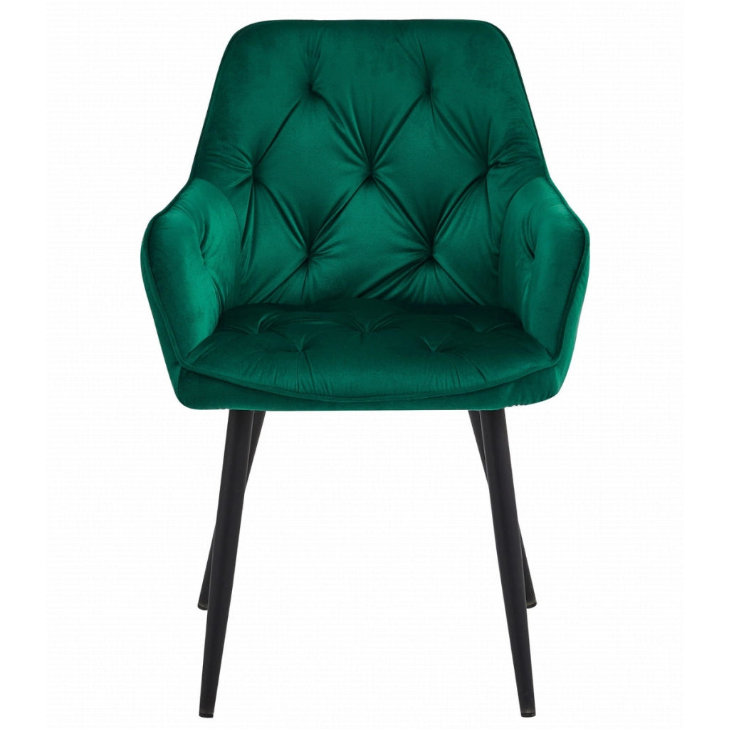 Sedia Jork in Velluto Verde Bosco e Gambe Nere