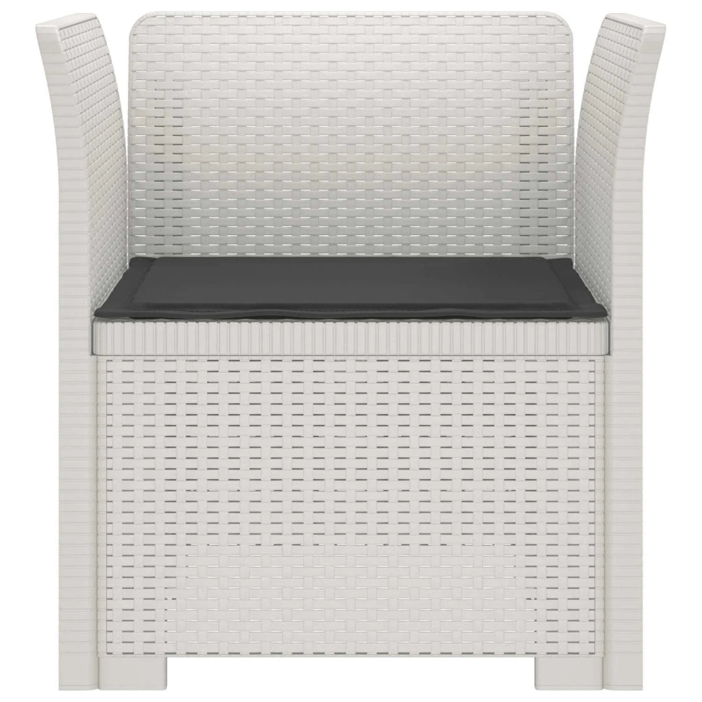 Sedia da giardino-Poltrona a 1 Posto con Cuscino Aspetto Rattan PP Bianco 649200