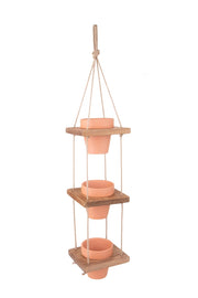 Porta Vasi Legno per 3 Vasi 15x15x H 80 cm