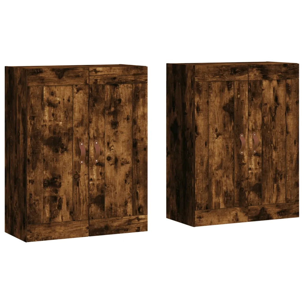 Armadietti a Parete 2 pz Rovere Fumo in Legno Multistrato 3197998