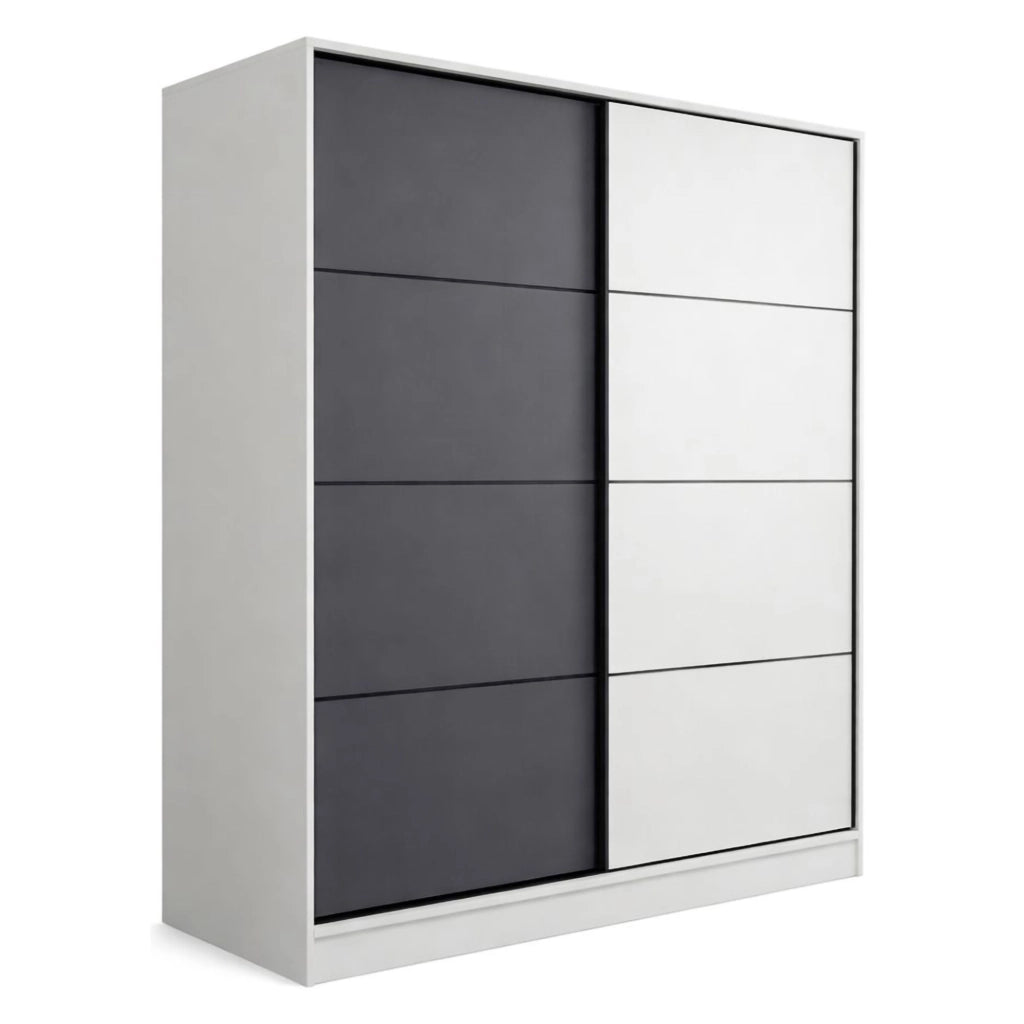 Armadio Camera da Letto Cuvio, Guardaroba 2 Ante 5 Ripiani, 180x210h cm Bianco