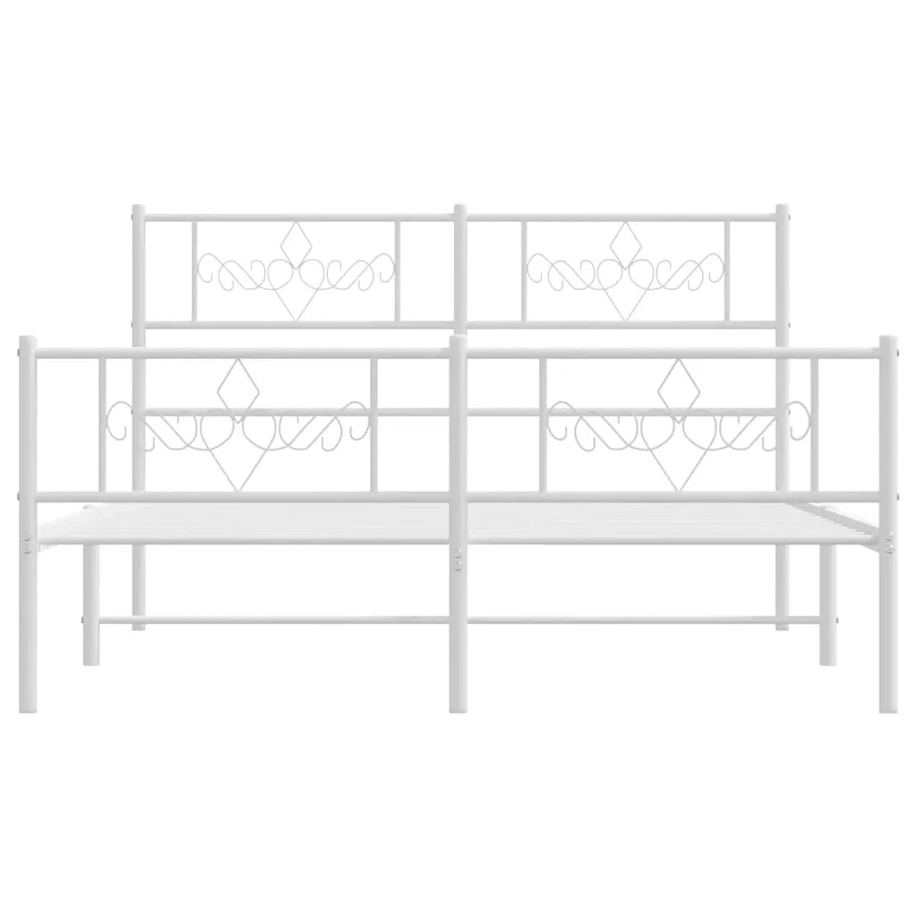 Giroletto con Testiera e Pediera Metallo Bianco 135x190 cm 355333