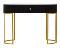 Consolle Fissa 1 Cassetto 100x43x74 cm in Metallo e Tessuto Imbottito Nero