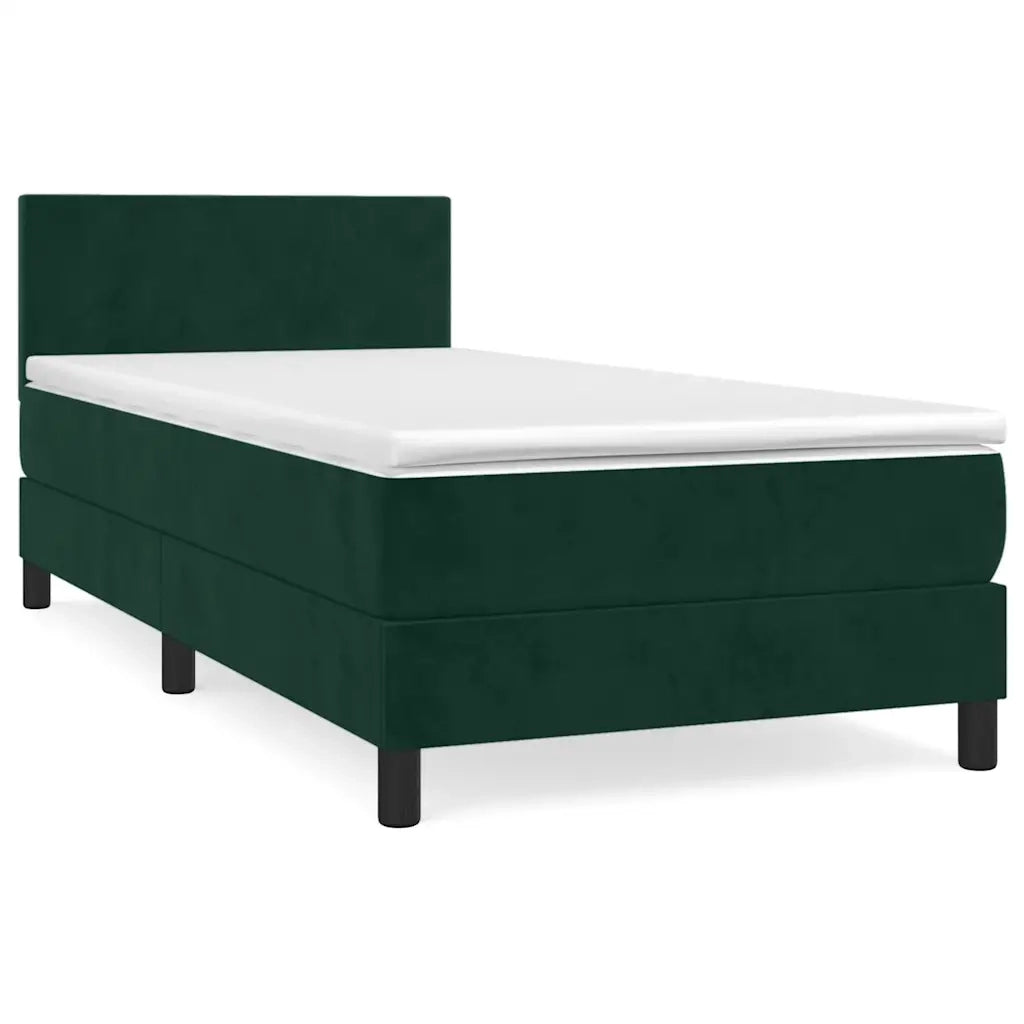 Giroletto a Molle con Materasso Verde Scuro 90x190 cm Vellutocod mxl 75630