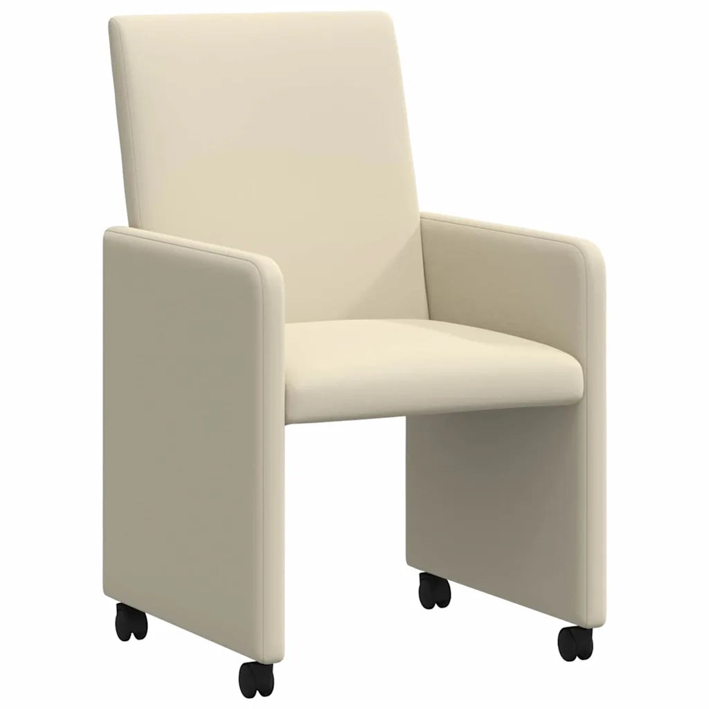 Sedie da Pranzo con Ruote con ruote 2 pcs Crema 57 x 66 x 94 cm