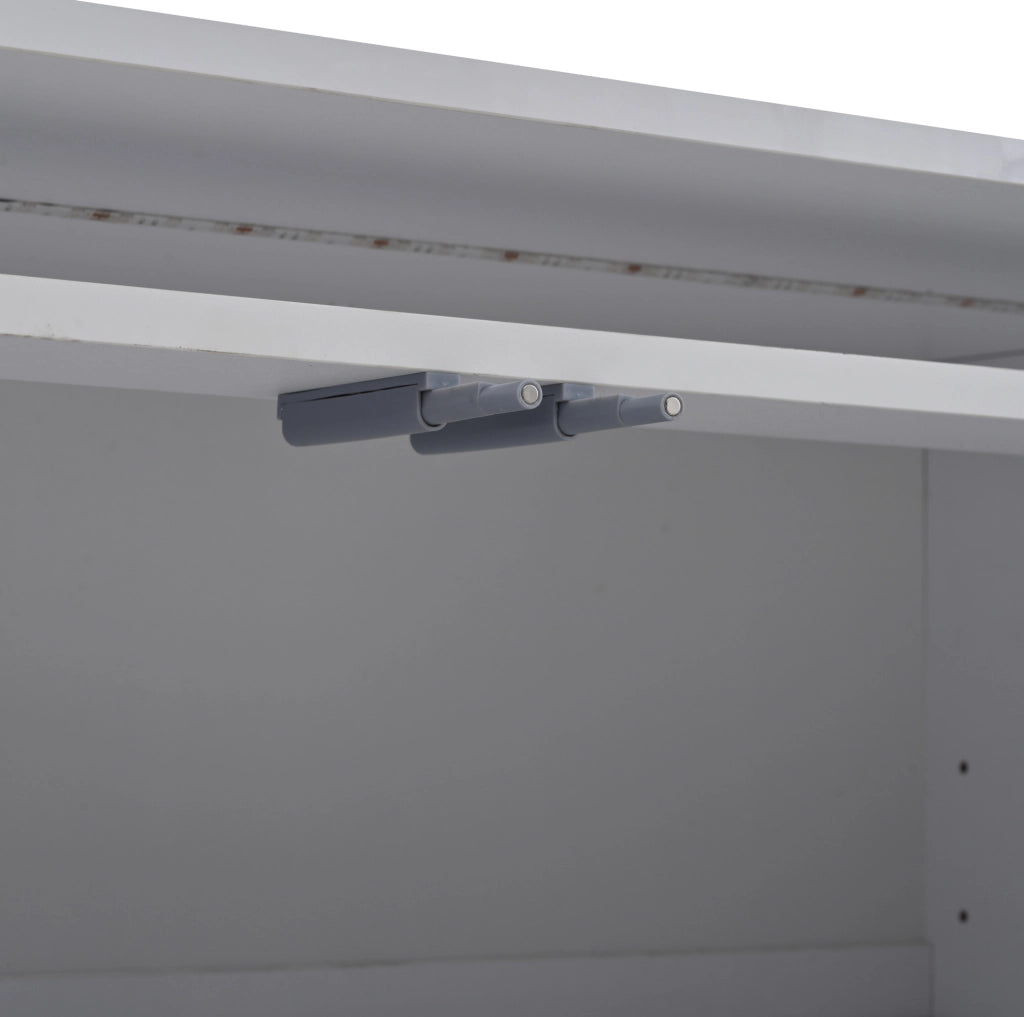 Sideboard 140x40x70 cm con LED e ripiani regolabili in truciolare bianco e nero
