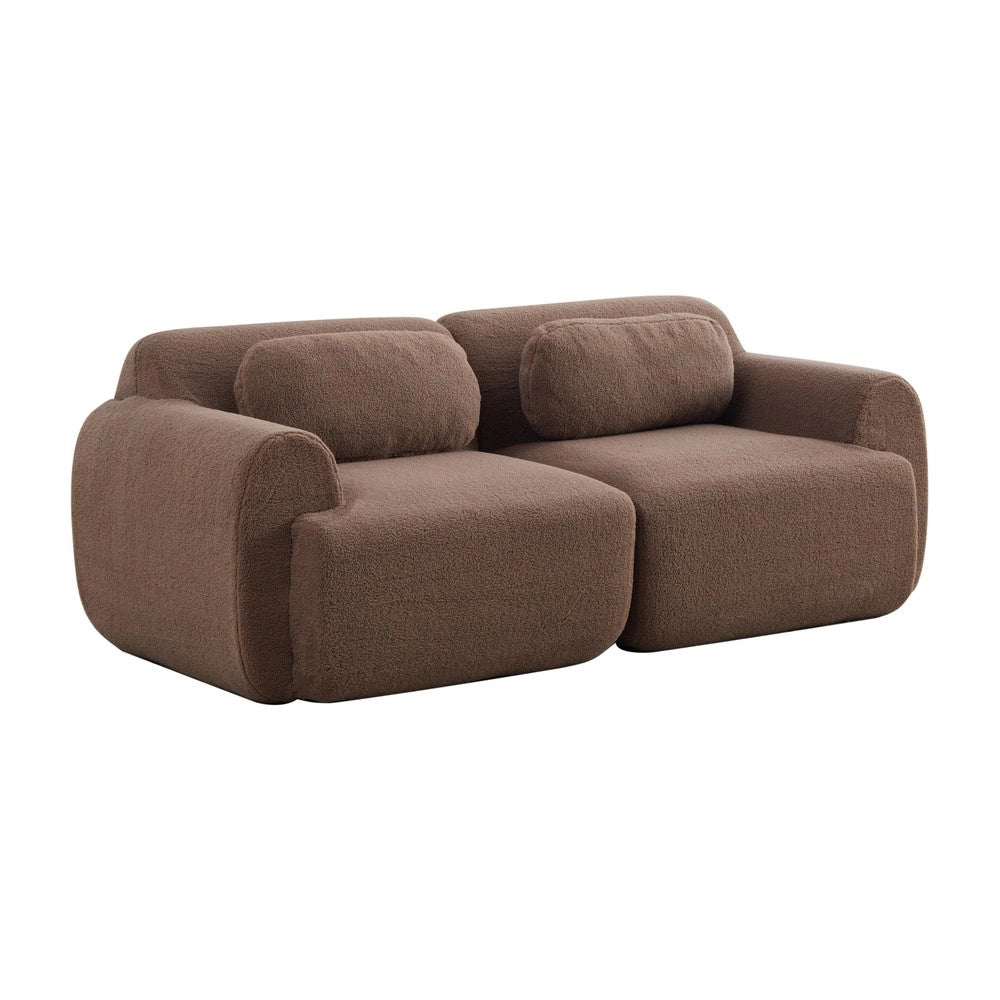 Divano Modulare in Tessuto Chenille ¨C MINIMAL ¨C Camel, Schiumato 30D, Antiscivolo