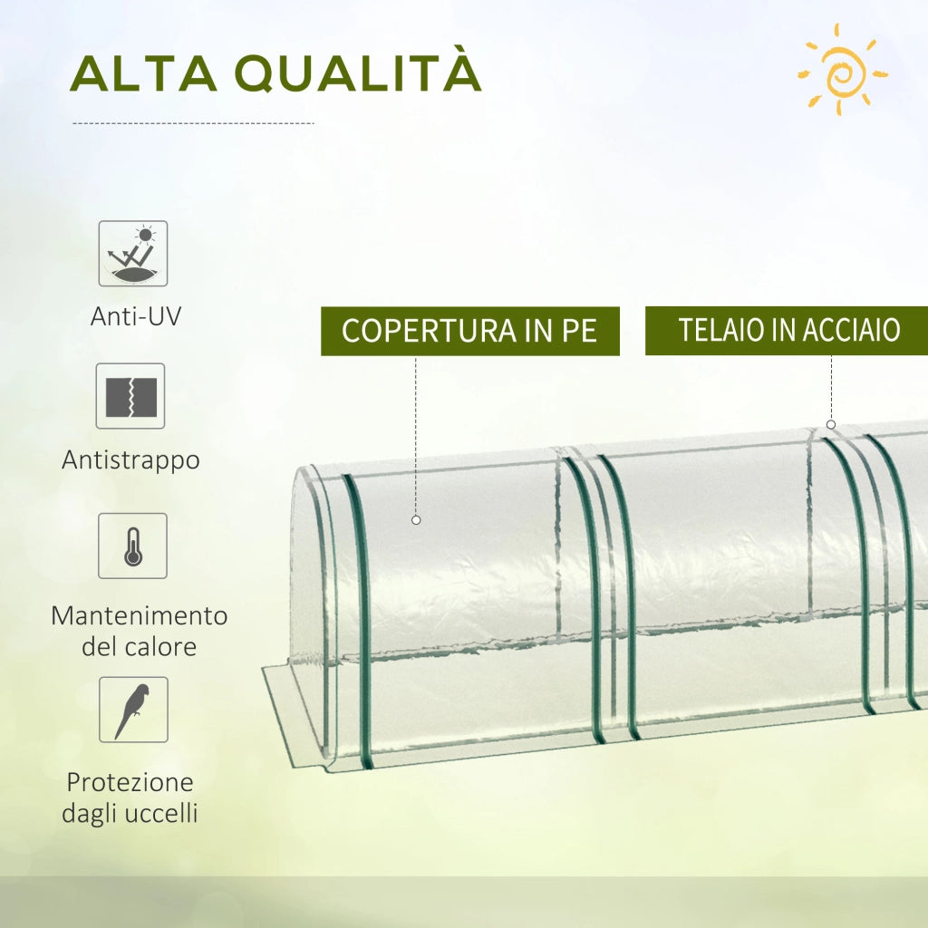 Serra a Tunnel ¨C zephmum ¨C PVC Trasparente Acciaio 295x100x80 cm
