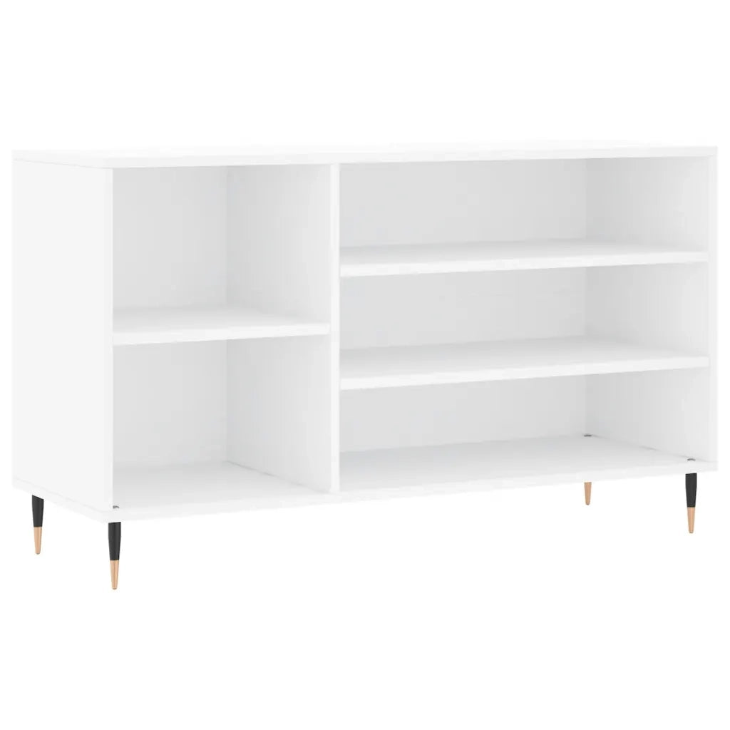Scarpiera Bianco Lucido 102x36x60 cm in Legno Multistrato 831406