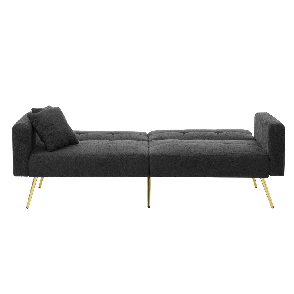 Divano letto 175 cm grigio antico in tessuto Sherpa - schienale regolabile