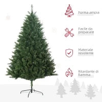 Albero di Natale Artificiale 180cm con 800 Rami e Base in Metallo, Verde