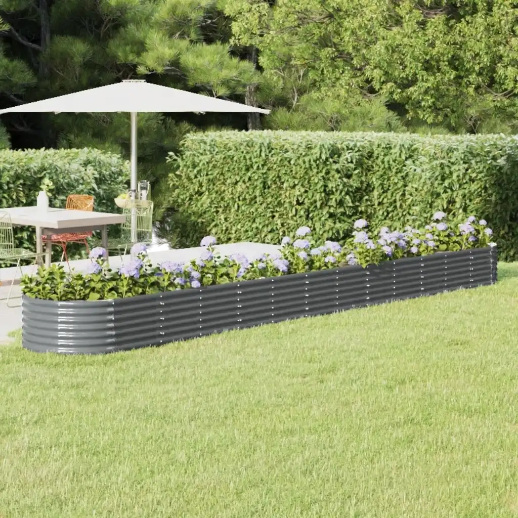 Fioriere | Cassetta per fiori | Letto da Giardino in Acciaio Zincato 512x80x36 cm Antracite