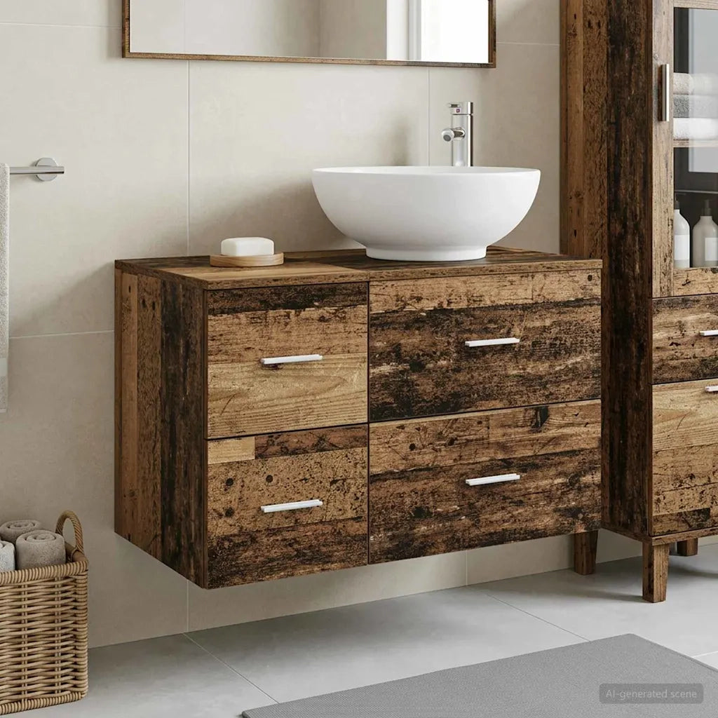 Set di mobili per il bagno 2 pz Legno antico 3403998