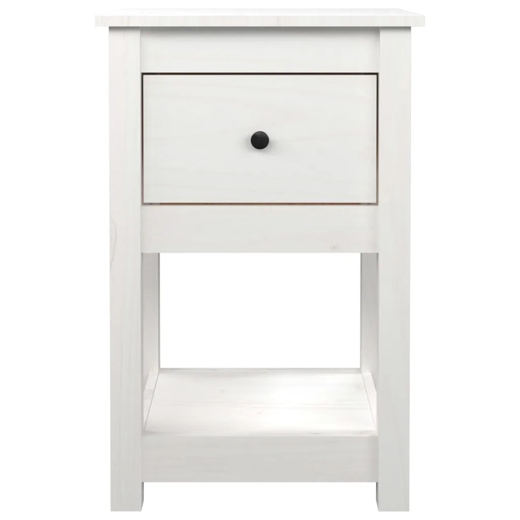 Comodino Bianca 40x35x61,5 cm in Legno Massello di Pino 821731