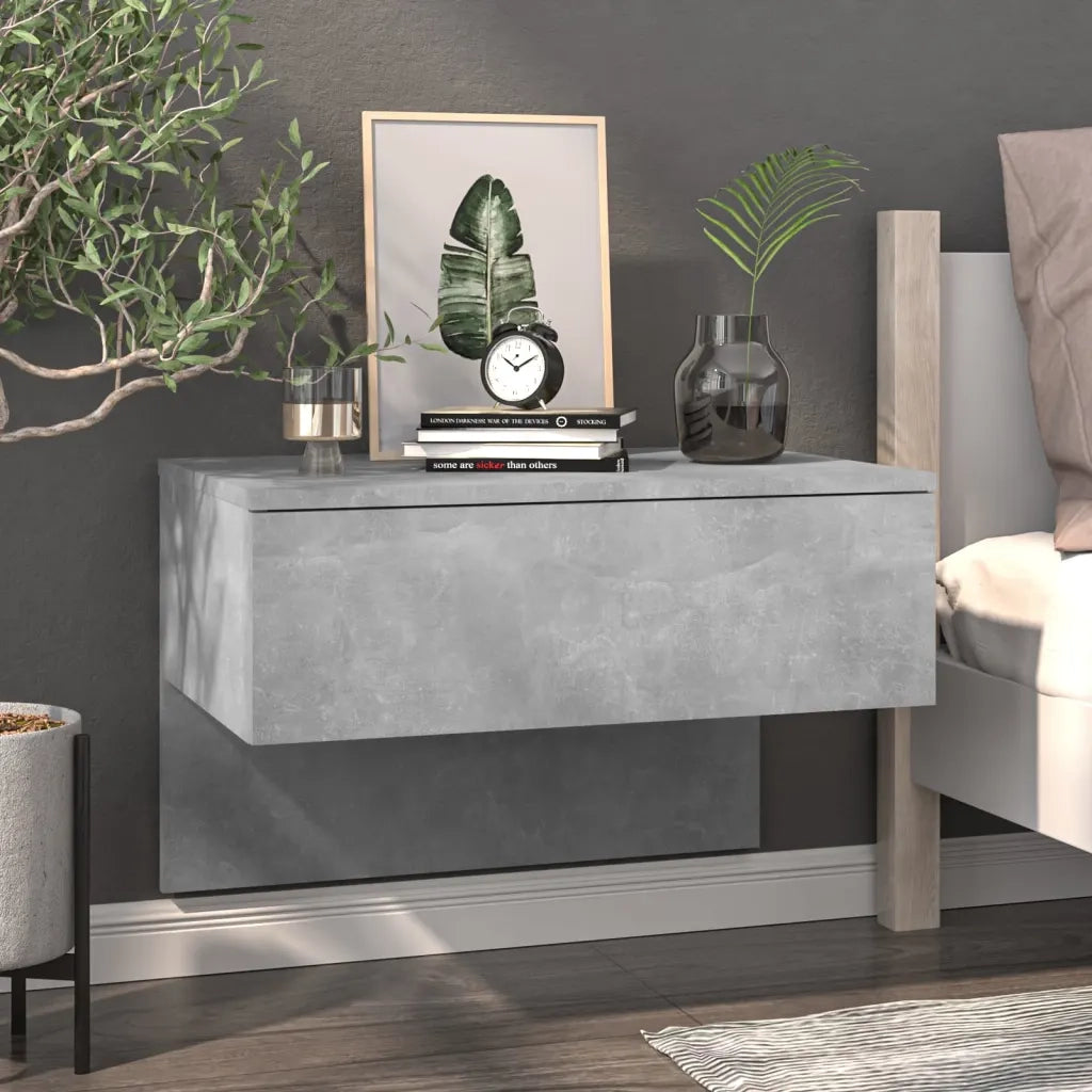 Comodini a Muro 2 pz Grigio Cemento 810944