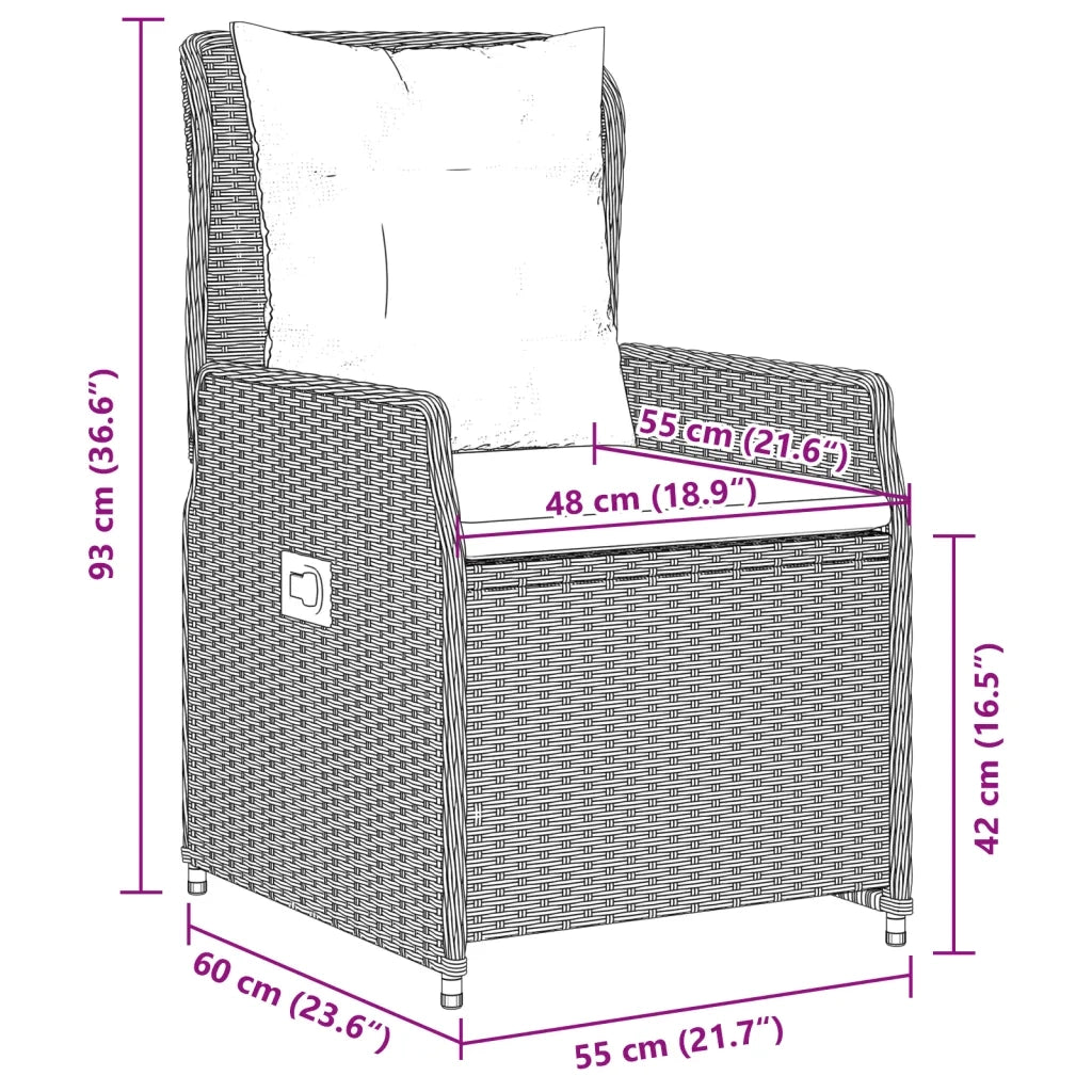 Sedie da Giardino Reclinabili 2 pz | Sedie da Esterno Grigio Chiaro Polyrattan